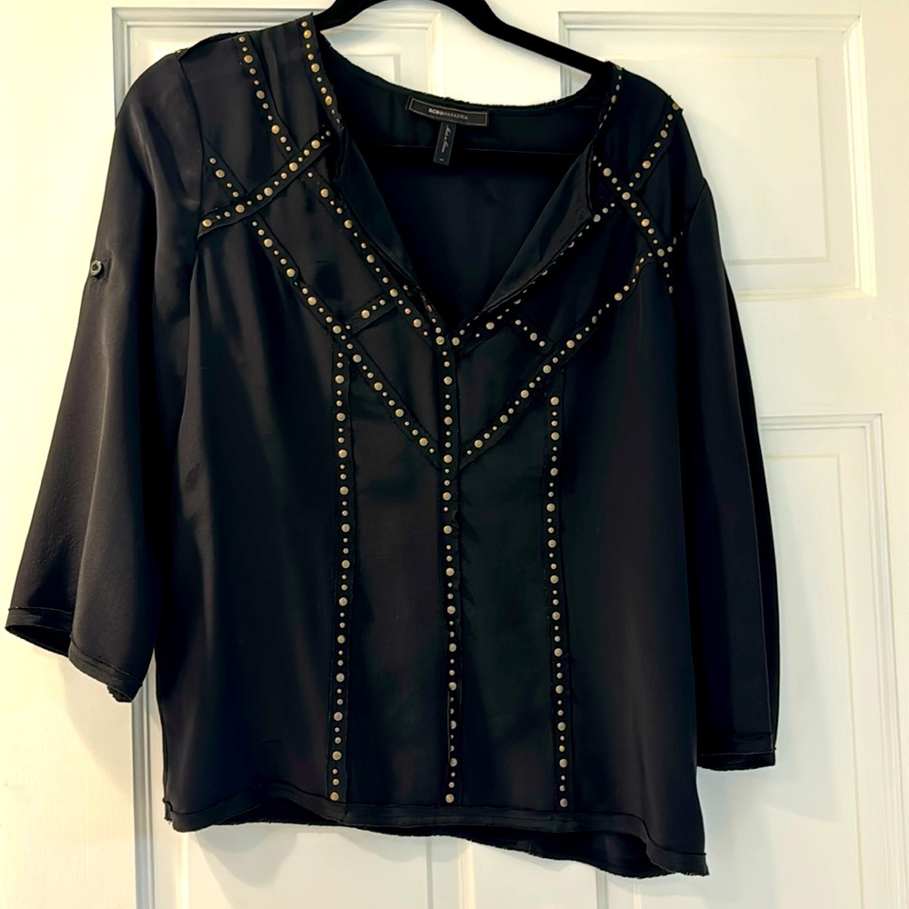 BCBG black 100% silk top